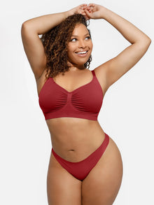 EVERENZA Seamless Wireless Bra – Dark Red