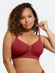 EVERENZA Seamless Wireless Bra – Dark Red