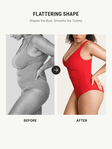 Everenza Coco Sculpt One-Piece Swimsuit — Deep V-Neck – Rust Red