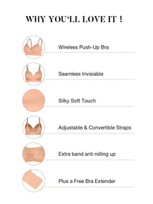 Everenza Eva Wireless Push-Up Support Bra — Foam Cups & Adjustable Band – Light Brown