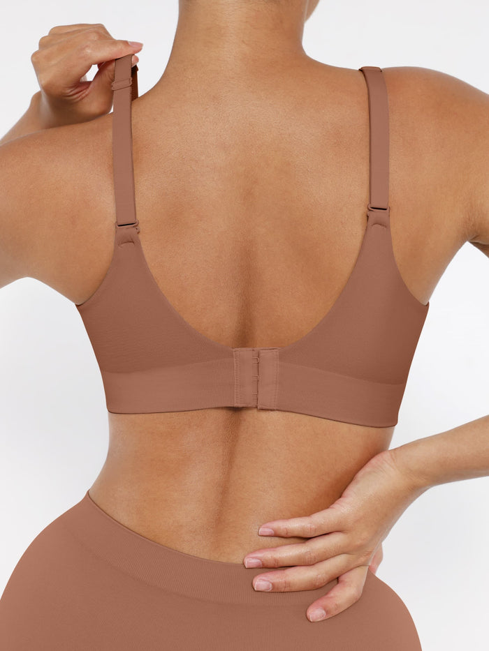 Everenza Eva Wireless Push-Up Support Bra — Foam Cups & Adjustable Band – Light Brown