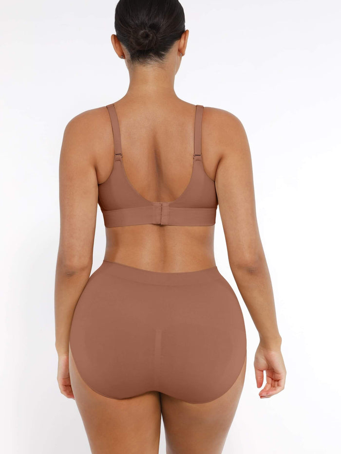 Everenza Eva Wireless Push-Up Support Bra — Foam Cups & Adjustable Band – Light Brown
