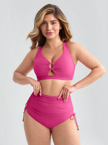 Everenza Lana Drawstring Sculpt Swimsuit — Deep V-Neck – Raspberry Pink